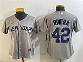 Women's New York Yankees #42 Mariano Rivera Grey Cool Base Stitched Jersey,baseball caps,new era cap wholesale,wholesale hats
